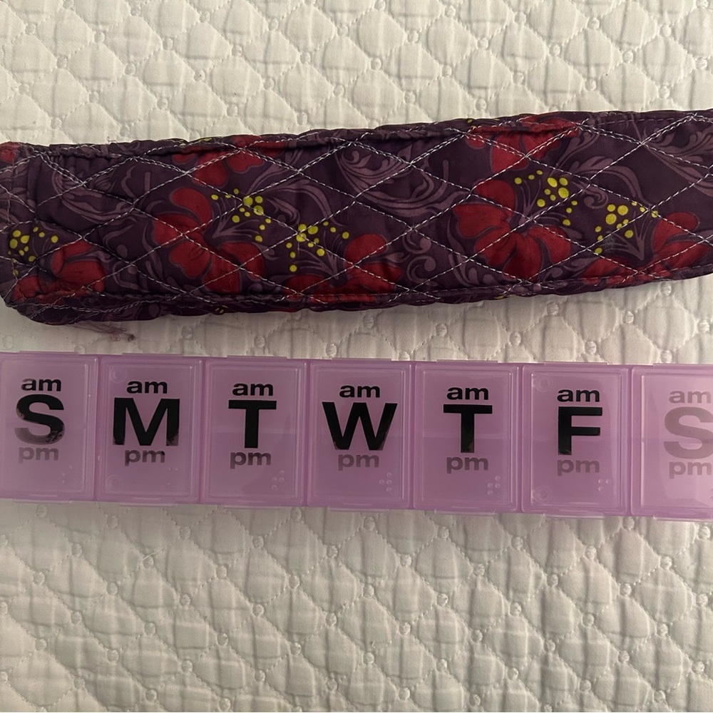 Floral Quilted Women's Pill Cover for Pill Box AM and PM